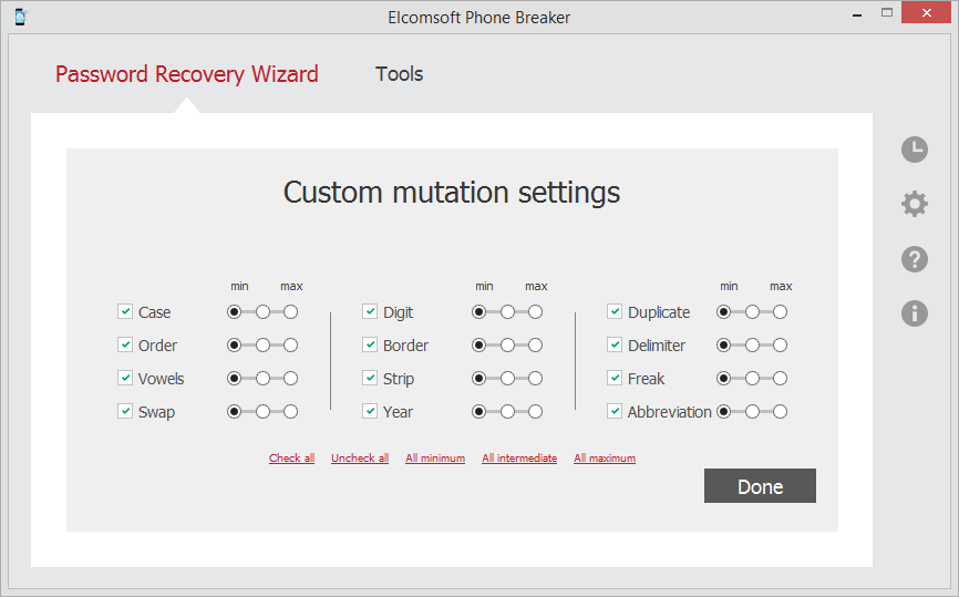 custom mutation settings