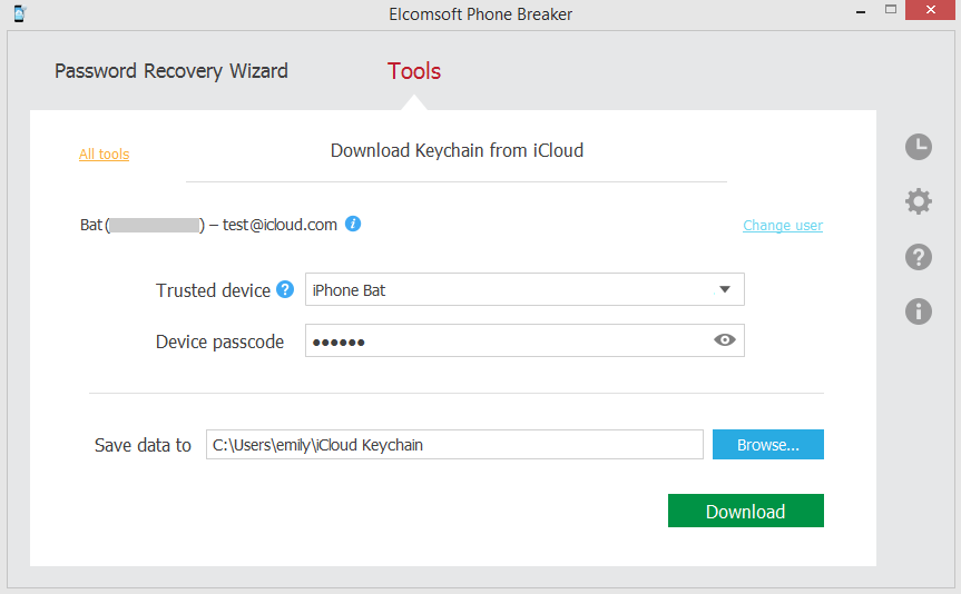 Downloading iCloud Keychain data
